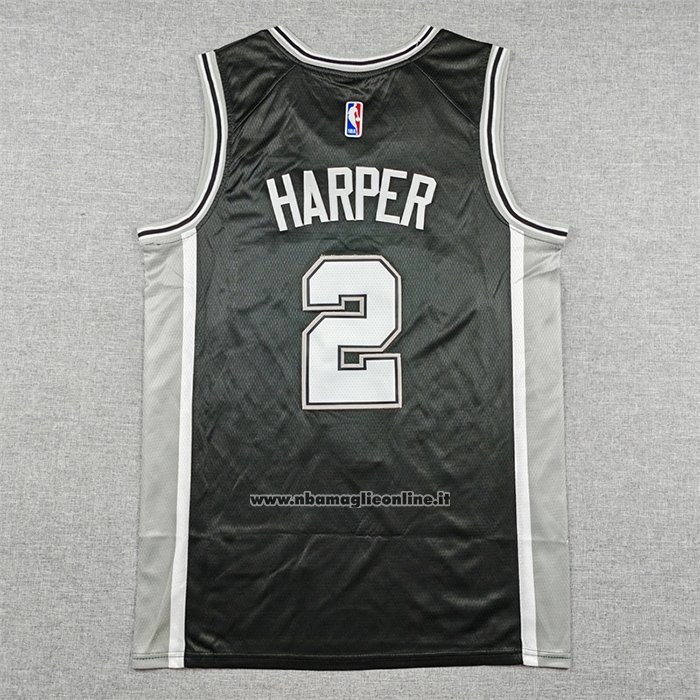 Maglia San Antonio Spurs Dylan Harper No 2 Icon 2025-26 Nero